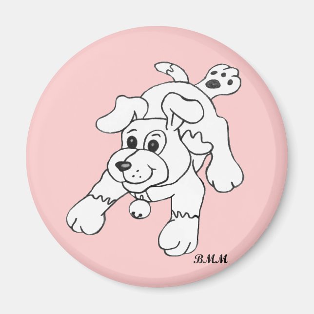 Aimant Joyeux dessin au crayon de charbon de bois (Devant)