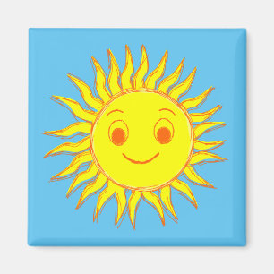 Aimant Joyeux dessin de face de soleil
