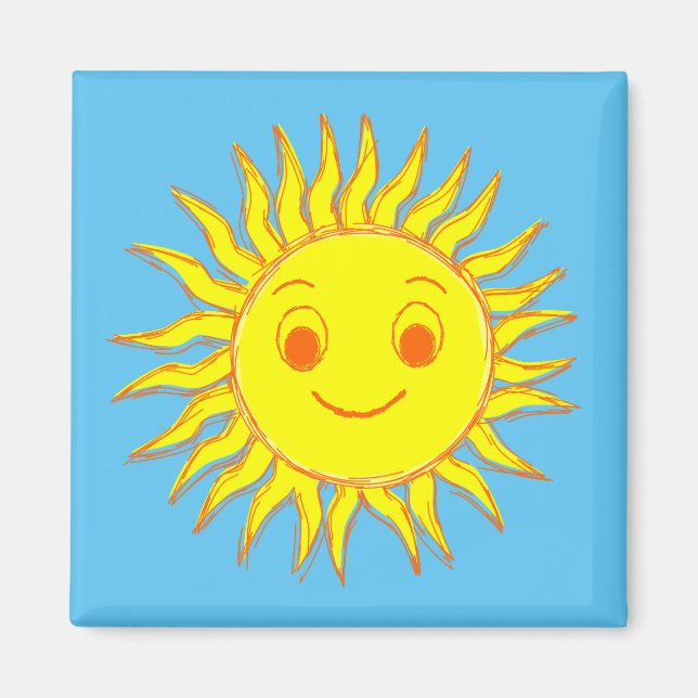 Aimant Joyeux dessin de face de soleil (Devant)