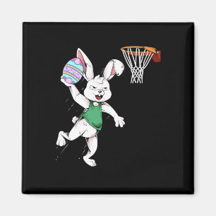 Aimant Joyeux enfants de Pâques garçons Bunny Dunk Basket