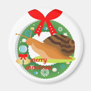 Aimant joyeux escargot de noël