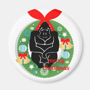 Aimant joyeux gorille de noël