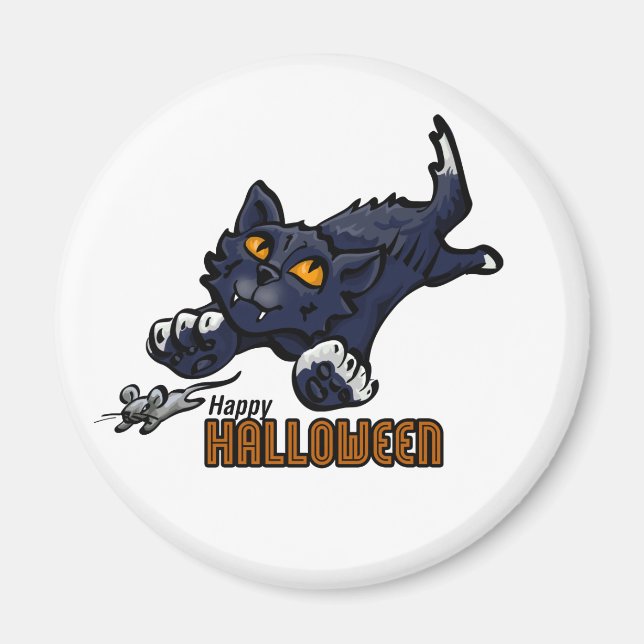 Aimant Joyeux Halloween Chat et Souris (Devant)