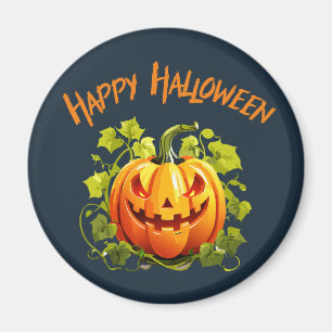 Aimant Joyeux Halloween Citrouille Sur Vigne