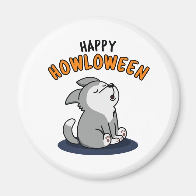 Aimant Joyeux Howloween Funny Chien Pun (Devant)