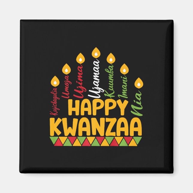 Aimant Joyeux Kwanzaa Kinara Sept Bougies Principes De K (Devant)
