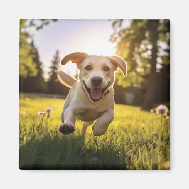 Aimant Joyeux Labrador Puppy Running (Devant)