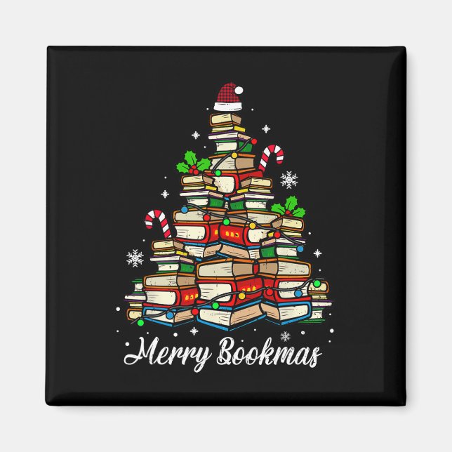 Aimant Joyeux livres de Noël Arbre de Noël Lover Sant (Devant)