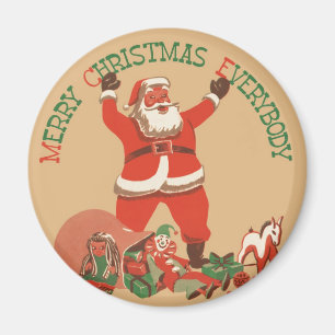 Aimant Joyeux Noël à tous ! Père Noël vintage