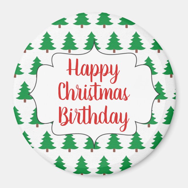 Aimant Joyeux Noël Anniversaire de vacances Cadeau rond M (Devant)
