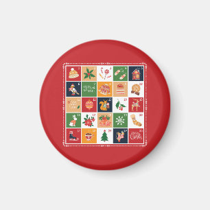Aimant Joyeux Noël Calendrier de l'Avent Poinsettia Rouge