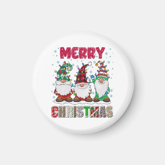 Aimant Joyeux Noël Gnome Famille Funny Jeu de Noël Arbre (Devant)