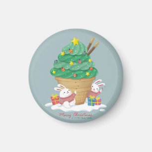 Aimant Joyeux Noël : lapins & crème glacée