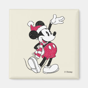 Aimant Joyeux Noël   Mickey Souris Vintage Père Noël