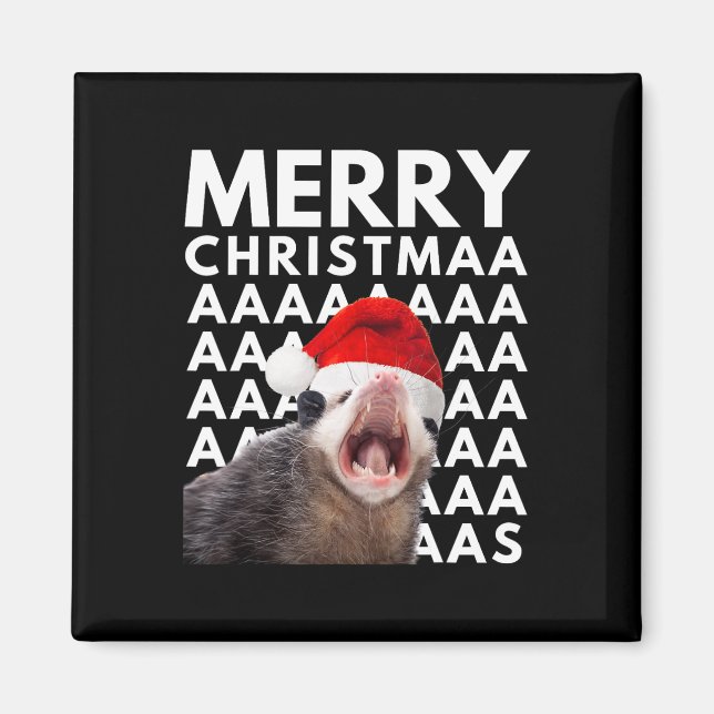 Aimant Joyeux Noël Opossum hurlant Amusants Hommes Femmes (Devant)