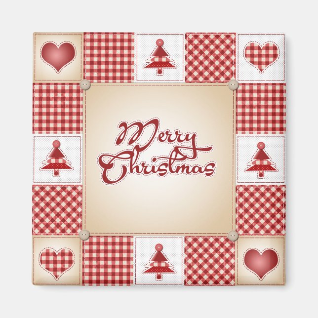 Aimant Joyeux Noël Patchwork (Devant)