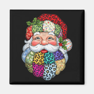 Aimant Joyeux Noël Patchwork Père Noël Face X mas H