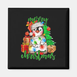 Aimant Joyeux Noël Penguin Arbre Lumières Santa Hat Funn