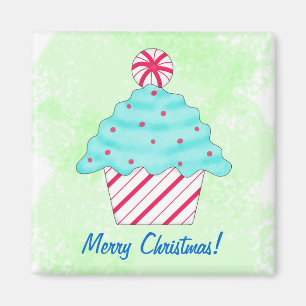 Aimant Joyeux Noël Peppermenthe Cupcake Art Green