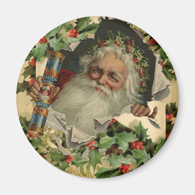 Aimant Joyeux Noël Père Noël classique antique (Devant)
