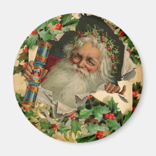 Aimant Joyeux Noël Père Noël Holly