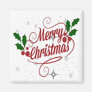 Aimant Joyeux Noël pétillant et brillant texte rouge