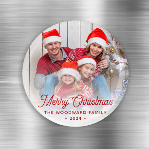 Aimant Joyeux Noël Photo de famille écriture rouge