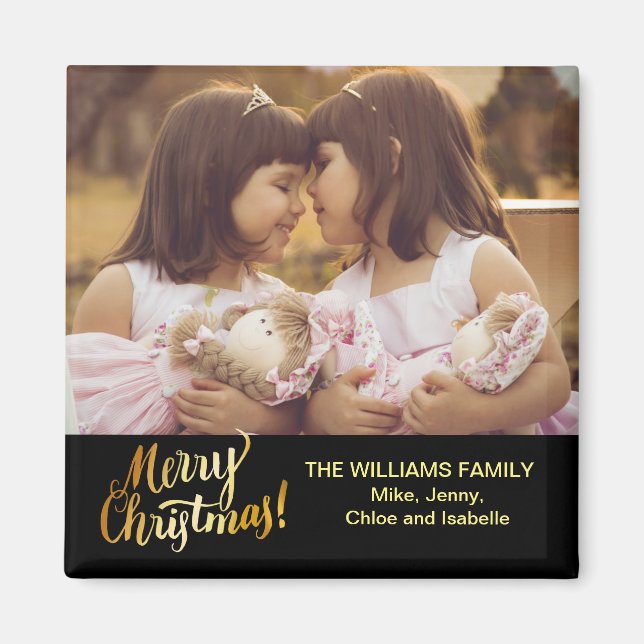 Aimant Joyeux Noël Photo de famille personnalisée (Devant)