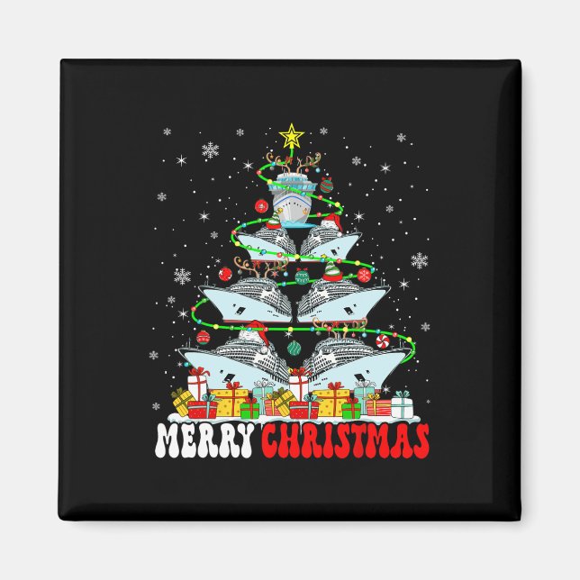 Aimant Joyeux Noël Reindeer Elf Père Noël Cruise Ships Xm (Devant)