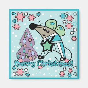 Aimant Joyeux Noël Symbole du Nouvel An Souris Caricature