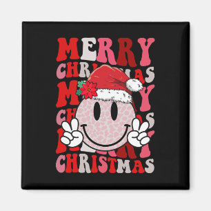 Aimant Joyeux Noël Visage Souriant Chapeau de Père Noël G