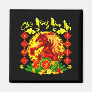 Aimant Joyeux Nouvel An 2026 Cheval Chuc Mung NAM Moi