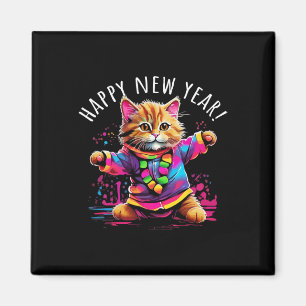 Aimant Joyeux Nouvel An Fête Danser Design Chat