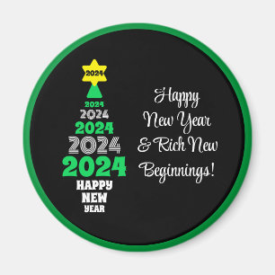 Aimant Joyeux Nouvel An Vert et Blanc Arbre Festif Amusan