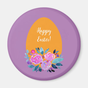 Aimant Joyeux oeuf floral de Pâques aquarelle