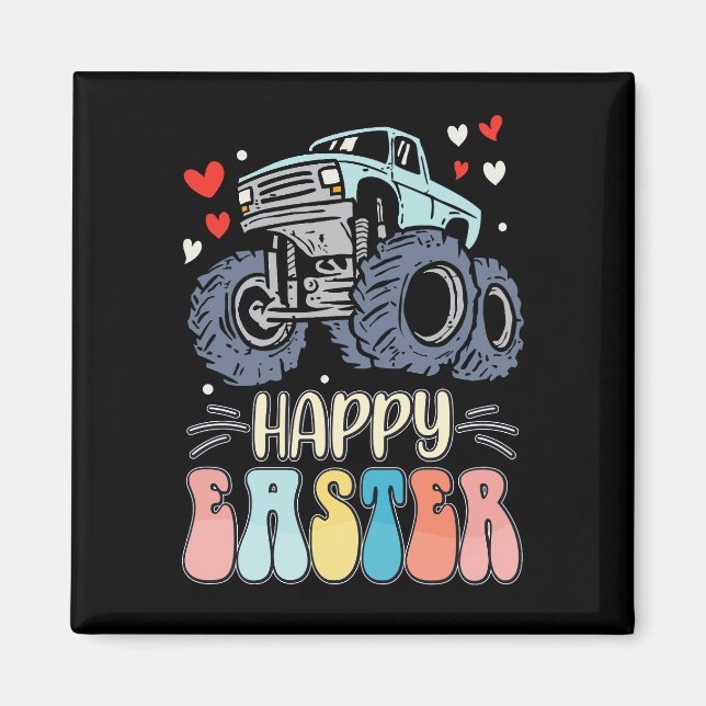 Aimant Joyeux oeufs de lapin de lapin de camion de monstr (Devant)