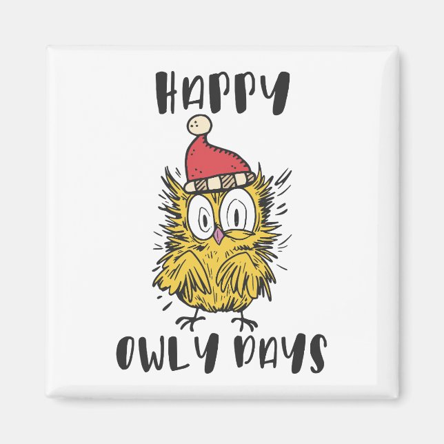 Aimant Joyeux Owly Days Funny Père Noël Owl (Devant)