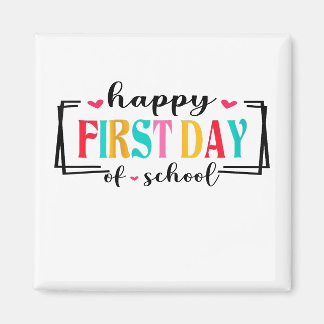 Aimant Joyeux premier jour de l'école enseignant étudiant (Devant)