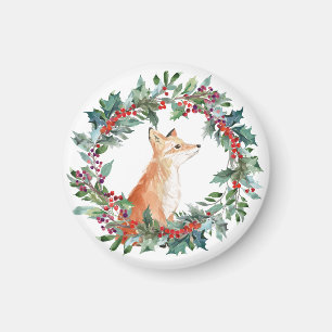 Aimant Joyeux renard des bois à Noël
