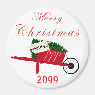 Aimant Joyeux sapin de Noël Rouge Vintage