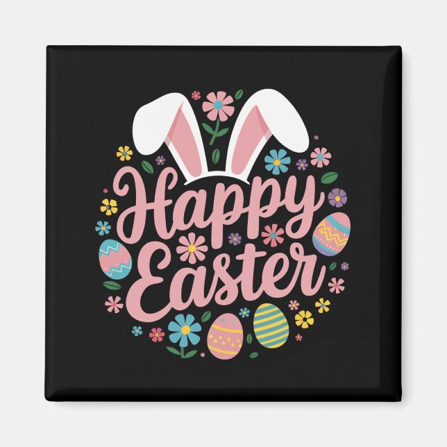 Aimant Joyeux Sayings de Pâques Oeuf Bunny (Devant)