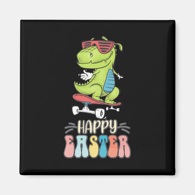 Aimant Joyeux T Rex Dinosaur Lapin de Pâques oeufs de lap (Devant)