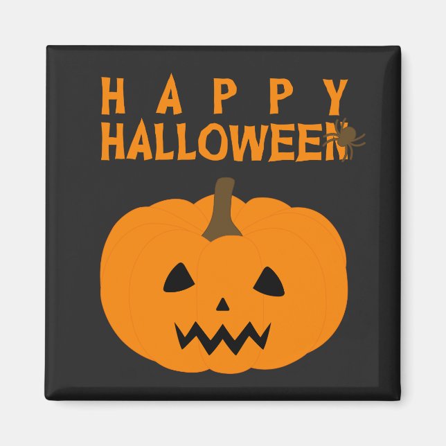 Aimant Joyeux texte et Citrouille d'Halloween sur Black M (Devant)