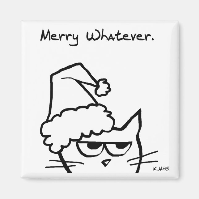 Aimant Joyeux tout - Noël grincheux du chat (Devant)