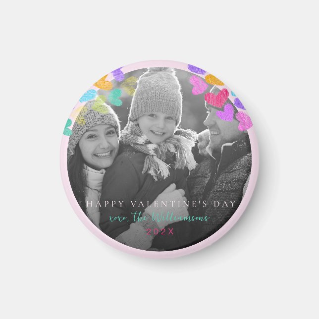 Aimant Joyeux Valentines Day Cute Pastel Hearts Photo (Devant)