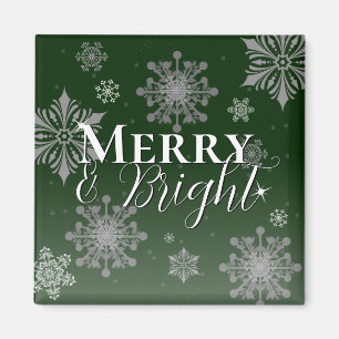 Aimant Joyeux vert et flèches de neige brillantes Noël