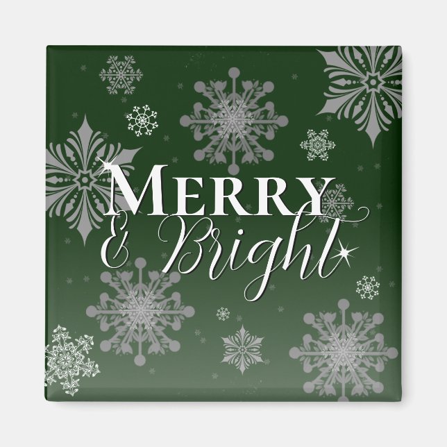 Aimant Joyeux vert et flèches de neige brillantes Noël (Devant)