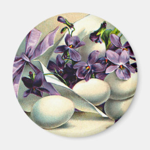 Aimant Joyeux Violets et Oeufs de Pâques Vintages