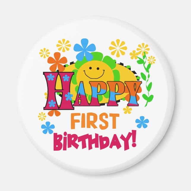 Aimant Joyful First Birthday T-shirts et cadeaux (Devant)