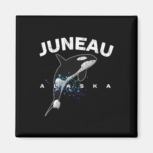 Aimant Juneau Alaska Orca Killer Whale Lover Vacation Tri (Devant)
